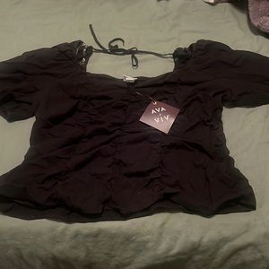 Black Boho Top size 1X NWT
